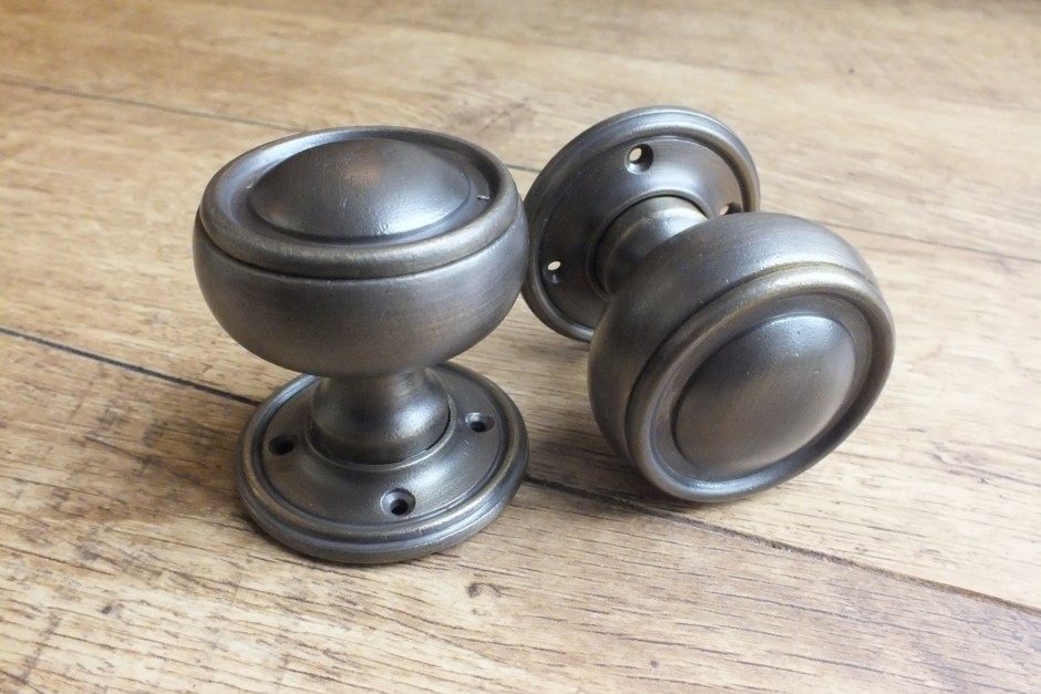 Distressed Antique Brass Door Knobs - British Made