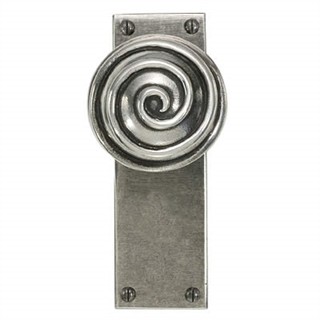 Swirl Pewter Door Knob on Latch Plate