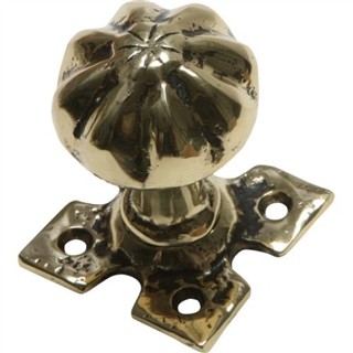 Decorative Cast Brass Door Knob on Square Plate