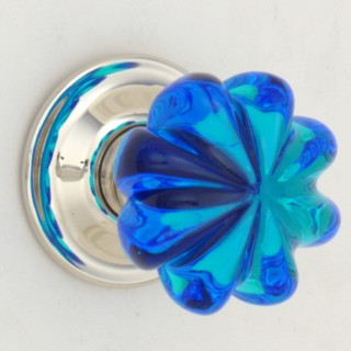 Bright Blue Daisy Glass Door Knob