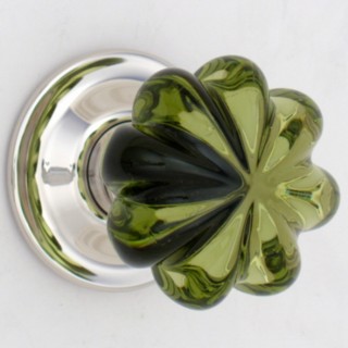 Green Daisy Glass Door Knob