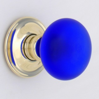 Cobalt Blue Frosted Smooth Glass Door Knob